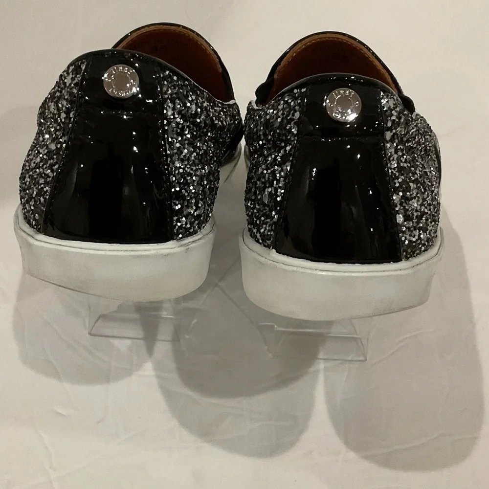 Jimmy Choo Demi Coarse Glitter Slip-Ons Sneakers Black and Silver - Picture 4 of 15
